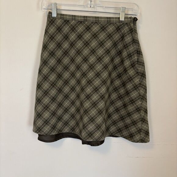 Abercrombie & Fitch Dresses & Skirts - Y2K Abercrombie Fitch Mini Skirt Plaid Wool 2 Green OfficeCore Acadamia Vintage‎